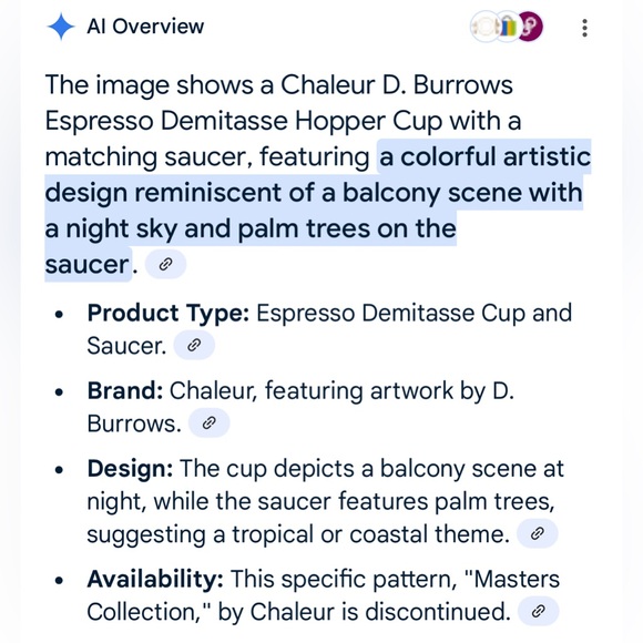 Chaleur D Burrows Espresso Demitasse Hopper Cup/Matching Saucer - Picture 3 of 12